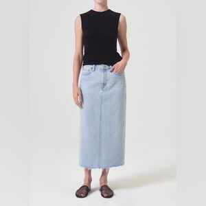 Agolde Della maxi denim skirt size 26 light wash og price $248